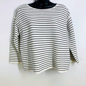 Uniqlo Women's Ripple Border Cotton Striped Crew‎ Neck Sweater Size S